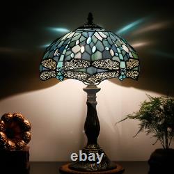 New Home Decor, Tiffany Style Sea Blue Stained Glass Mini Dragonfly Table Lamp