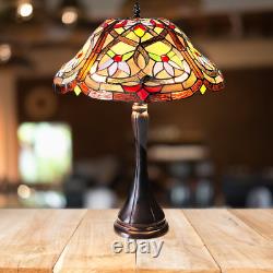 New Home Decor Tiffany Style Stained Glass Table Lamp with Red Floral Design