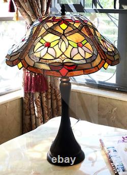 New Home Decor Tiffany Style Stained Glass Table Lamp with Red Floral Design