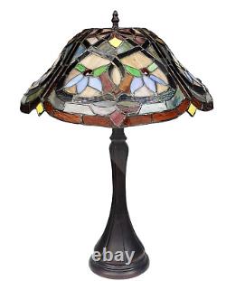 New Home Decor Tiffany Style Stained Glass Table Lamp with Red Floral Design