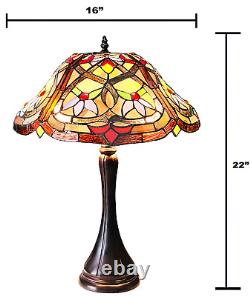 New Home Decor Tiffany Style Stained Glass Table Lamp with Red Floral Design