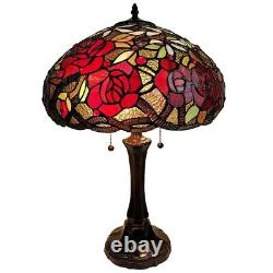 New Lamp Table Nightstand Glass Stained Light Bed Side Room Shade Floral Reading