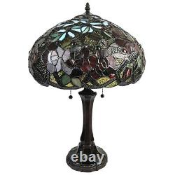 New Lamp Table Nightstand Glass Stained Light Bed Side Room Shade Floral Reading