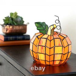 New Patch the Pumpkin Stained Glass Accent Lamp 9 High Tiffany-Style Durable