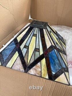 New Tiffany Style Victorian 2 Bulb Stained Glass Table Lamp 16 Wide Shade
