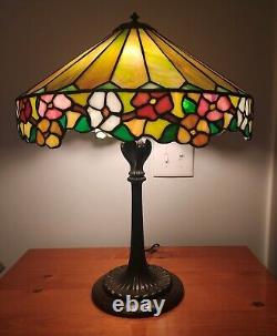 Nice Leaded Slag Stained Glass Floral Lamp by Wilkinson Handel Tiffany Era