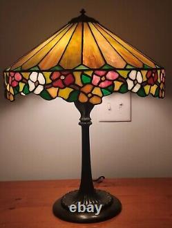 Nice Leaded Slag Stained Glass Floral Lamp by Wilkinson Handel Tiffany Era