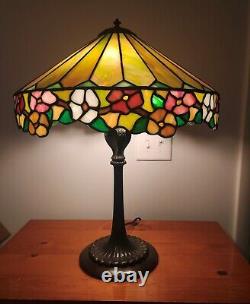 Nice Leaded Slag Stained Glass Floral Lamp by Wilkinson Handel Tiffany Era