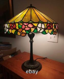 Nice Leaded Slag Stained Glass Floral Lamp by Wilkinson Handel Tiffany Era