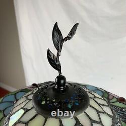 Nice Tiffany Style Peacock Base Stained Glass Table Lamp Blue Green Purple Bird