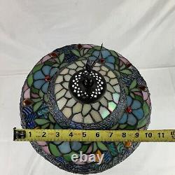 Nice Tiffany Style Peacock Base Stained Glass Table Lamp Blue Green Purple Bird