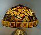 Old Antique Stained Stain Glass Lamp Shade W Carnival Glass