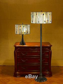 Ontemporary Blue Tiffany Style Lamp Set Handcrafted 12' and 16 Shades