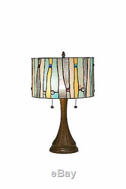 Ontemporary Blue Tiffany Style Lamp Set Handcrafted 12' and 16 Shades
