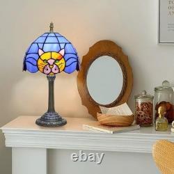 Orange Cat Tiffany Lamp Blue Stained Glass Table Lamp Cute Bedside Nightstand De