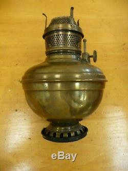 Original Antique Slag Stained Glass Mission Style Hanging Kerosene Lamp