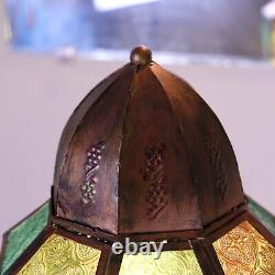 Original Copper Turkish Mediterranean Art Table Lamp Multicolor Tone Geometric