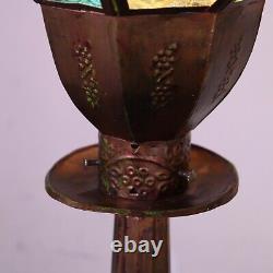 Original Copper Turkish Mediterranean Art Table Lamp Multicolor Tone Geometric