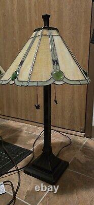 Pair Of Tiffany Style Stained Glass Table Lamps