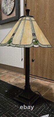 Pair Of Tiffany Style Stained Glass Table Lamps