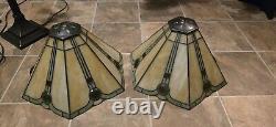 Pair Of Tiffany Style Stained Glass Table Lamps