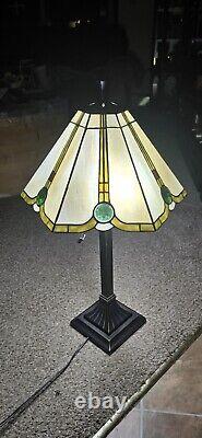 Pair Of Tiffany Style Stained Glass Table Lamps