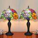 Pair Of Table Lamps D10h18 Handmade Multicolor Stained Glass Shade Bedside Us