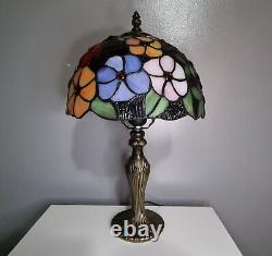 Pair of Table Lamps D10H18 Handmade Multicolor Stained Glass Shade Bedside US