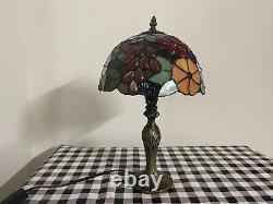 Pair of Table Lamps D10H18 Handmade Multicolor Stained Glass Shade Bedside US