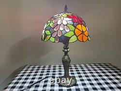 Pair of Table Lamps D10H18 Handmade Multicolor Stained Glass Shade Bedside US