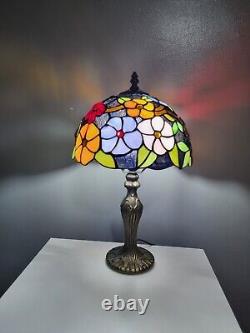 Pair of Table Lamps D10H18 Handmade Multicolor Stained Glass Shade Bedside US