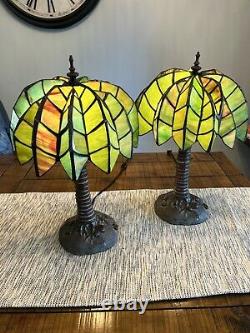 Palm Tree Tiffany Style stained glass Lamp Tropical Beach Coastal 18 Tall