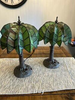 Palm Tree Tiffany Style stained glass Lamp Tropical Beach Coastal 18 Tall