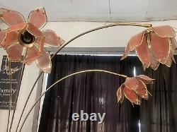 Peach colored lotus flower floor over sofa lamp