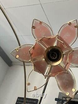 Peach colored lotus flower floor over sofa lamp