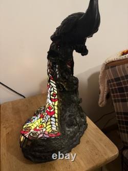 Peacock Sculpture Table Lamp Multicolor Stained Glass Beautiful