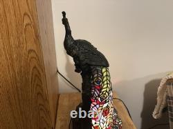 Peacock Sculpture Table Lamp Multicolor Stained Glass Beautiful