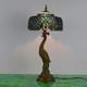 Peacock Table Lamp Tiffany Table Light Fixtures Desktop Lamp With Retro Resin Pe
