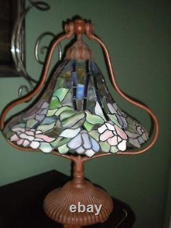 Perfect Unique Tiffany Style 22 Tall Stained Glass Lamp Lotus Bell Rare Vintage