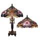 Pink Lamp Tiffany Style Glass Stained Table Light Desk Accent Dragonfly Bronze
