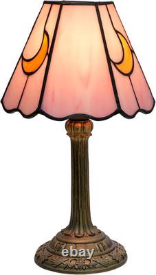 Pink Moon Tiffany Lamp Cute Stained Glass Nightstand Decor for Home