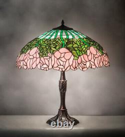 Pink Rose Tiffany Style Stained Glass Table Lamp