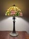 Pink Rose Tiffany Style Stained Glass Vintage Rare 2 Ft Tall Table Lamp Working