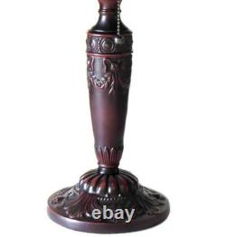 Pink Victorian Tiffany Style Lamp 2 Light Stained Glass Antique Bronze Table Art