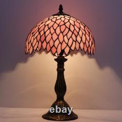 Pink Wisteria Stained Glass Table Lamp Victorian Bedside Reading Light Living