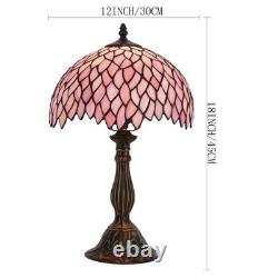 Pink Wisteria Stained Glass Table Lamp Victorian Bedside Reading Light Living