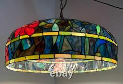 Pool Table Lamp Tiffany Style Stained Glass Blue Red 25 Hanging Ceiling Light
