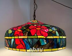 Pool Table Lamp Tiffany Style Stained Glass Blue Red 25 Hanging Ceiling Light