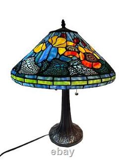 Poppy Cone Floral Stained Glass Lamp Shade Art Nouveau Bronze Table Lamp 23