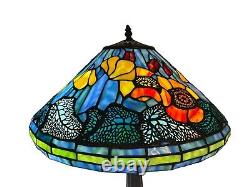 Poppy Cone Floral Stained Glass Lamp Shade Art Nouveau Bronze Table Lamp 23